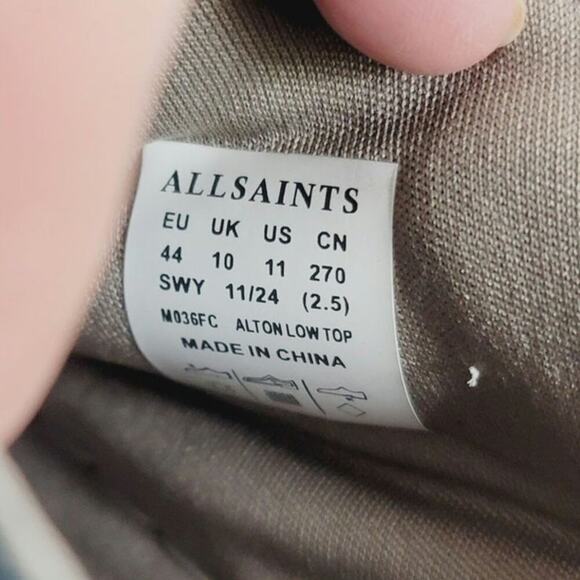 ALLSAINTS Alton Low Top Leather Sneaker in Black, Sz 11